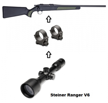 Steel Action HM Medium + Steiner V6 3-18x56 + Montage + ... / Komplettpaket
